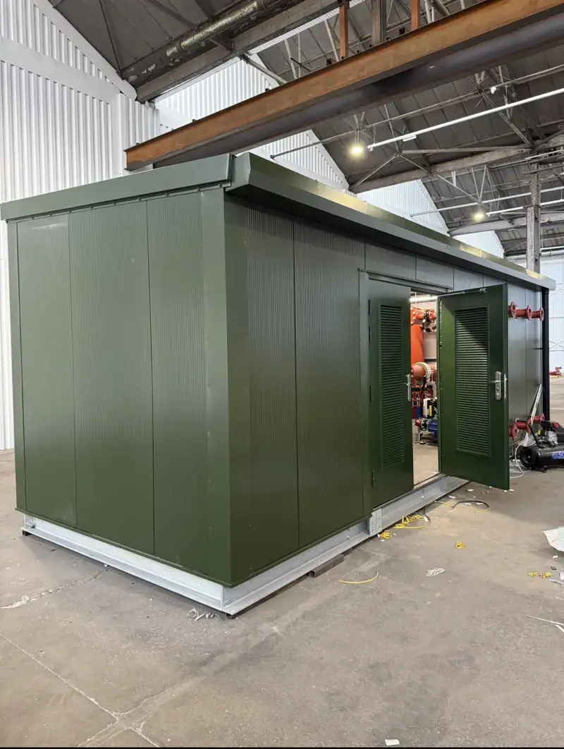 Outside: packaged external plant room installed at Aston Villa FC