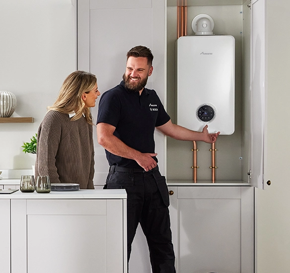 alt="Gas Safe engineer installing a new boiler in Telford"
alt="Worcester Bosch boiler installation in Telford"